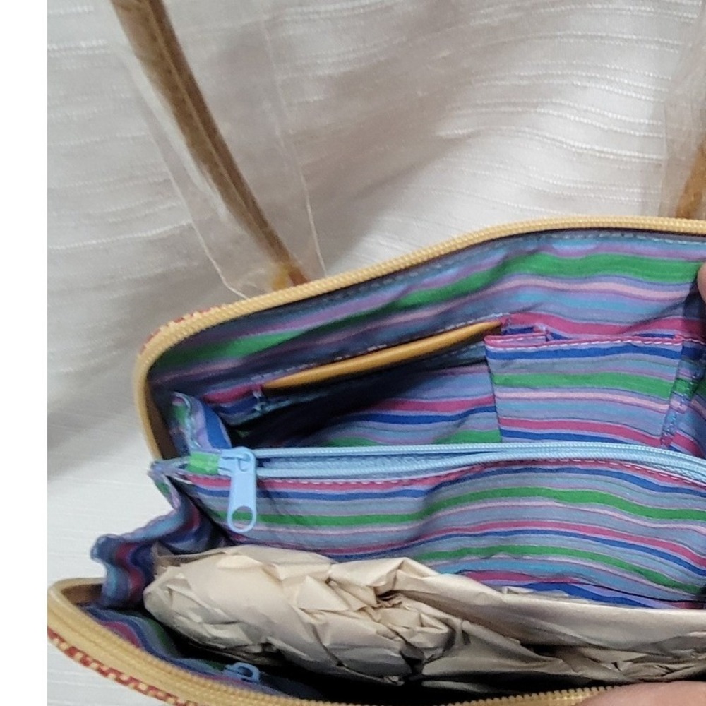 Multicolor Striped Straw Handbag Woven Summer Tote Bag FG 1091A NEW - Picture 4 of 7